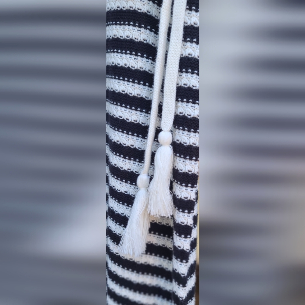 Nine West Knit Nautical Cottagecore Black & White Striped Dress - Size XXL / 2X - Picture 15 of 17